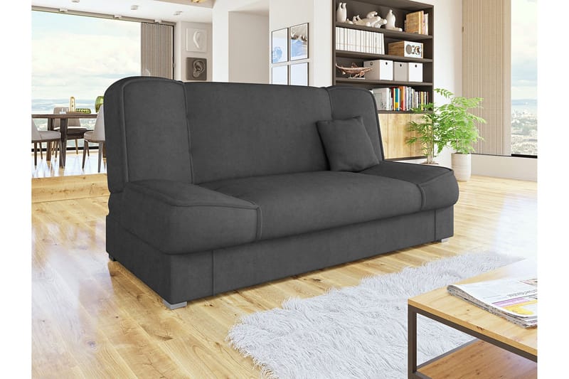 Kuoksu 4-sæder Fremadrettet Sovesofa 104x175 cm med Opbevaring i Fløjl - Grå - Møbler - Sofaer - Sovesofaer