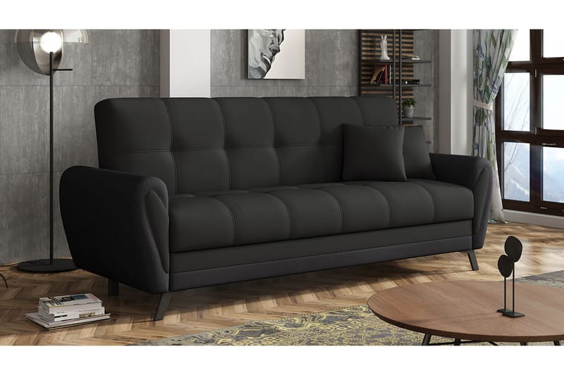 Laterse 3-Pers. Sofa - Sort - Sovesofaer - 3 personers sovesofa - Velour sofaer