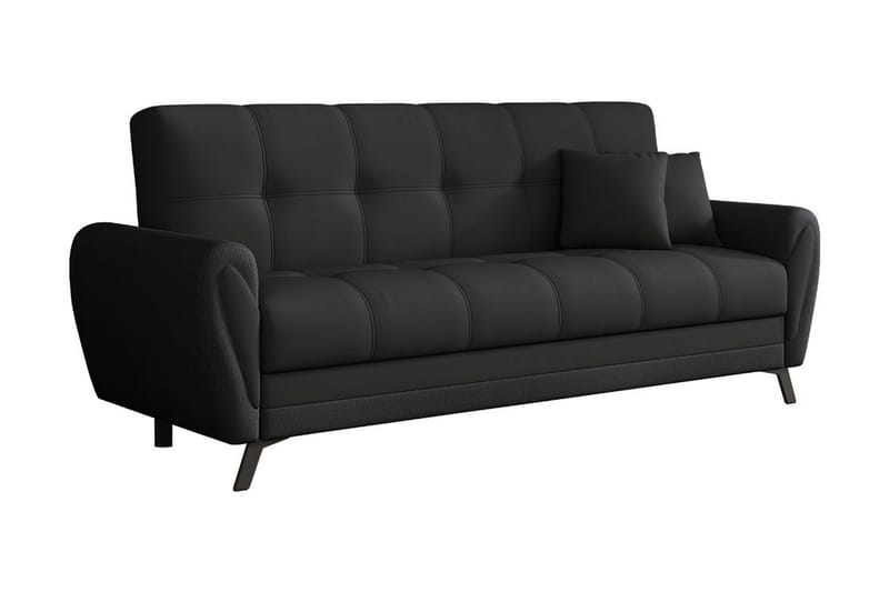 Laterse 3-Pers. Sofa - Sort - Sovesofaer - 3 personers sovesofa - Velour sofaer