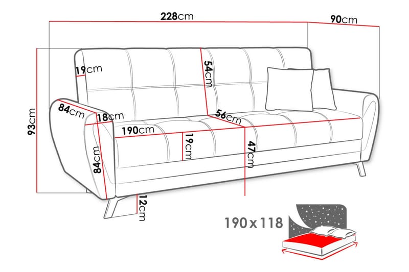 Laterse 3-Pers. Sofa - Sort - Møbler - Sofaer - Sovesofaer