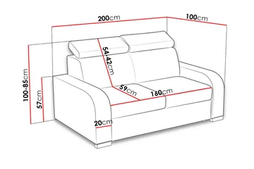 Lavona 3-personers Sovesofa Justerbare Nakkestøtter i Stof - Grå - Møbler - Sofaer - Sovesofaer - 3 personers sovesofa