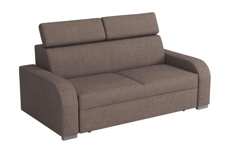 Lavona 3-personers Sovesofa Justerbare Nakkestøtter i Stof, Brun