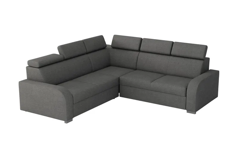 Lavona 4-personers L-formet Sovesofa 130x190 cm med Opbevaring i Stof, Grå