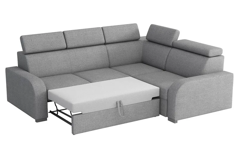 Lavona 4-personers Venstre L-formet Sovesofa Sovbar med Opbevaring i Stof - Grå - Møbler - Sofaer - Sovesofaer
