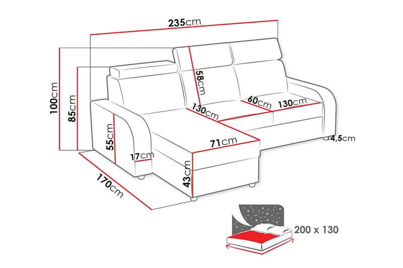 Lavona Chaiselongsofa Vendbar - Brun - Møbler - Sofaer - Sovesofaer