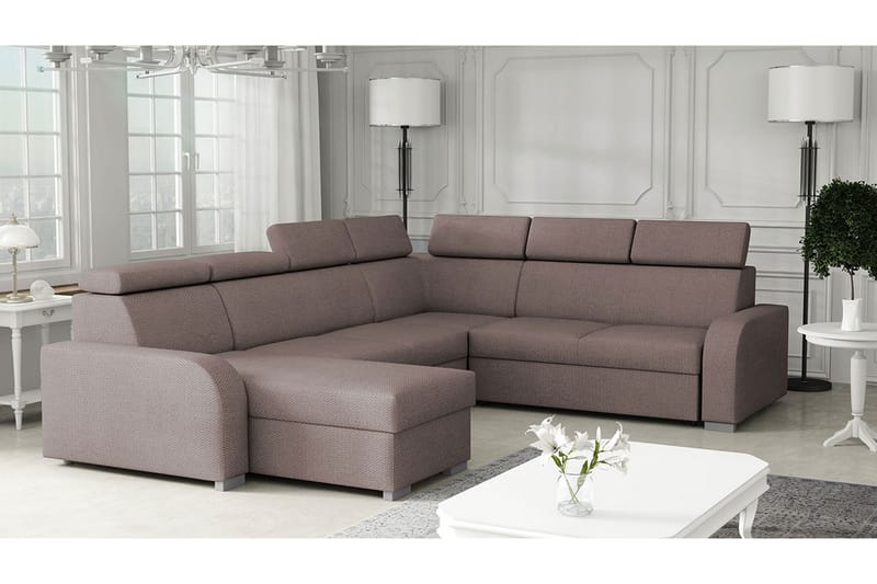 Lavona Hjørnesofa Large - Brun - Sovesofaer - Hjørnesovesofa