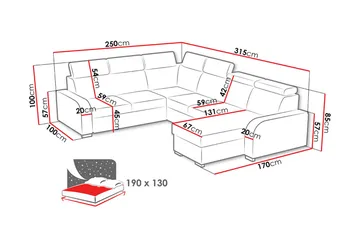 Lavona Hjørnesofa Large - Brun - Møbler - Sofaer - Sovesofaer