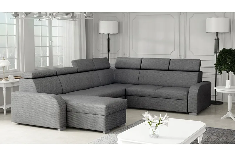 Lavona Vuodekulmasohva Large - Grå - Møbler - Sofaer - Sovesofaer