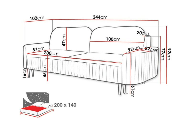 Laytown 2-personers Sovesofa - Beige/Lys beige - Møbler - Sofaer - Sovesofaer