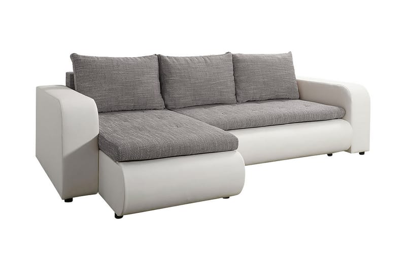 Lecanto 3-Pers. Sovesofa med Chaiselong - Kunstlæder/Grå/Hvid - Møbler - Sofaer - Sovesofaer