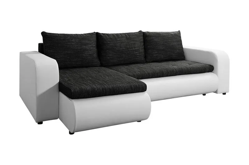 Lecanto 3-personers Universal Hjørnesovesofa 130x204 cm med Opbevaring i Stof, Sort