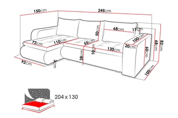Lecanto Hjørnesovesofa - Hvid/Grå - Møbler - Sofaer - Sovesofaer
