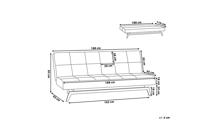 Leeds sovesofa 188 cm - Flerfarvet - Møbler - Sofaer - Sovesofaer