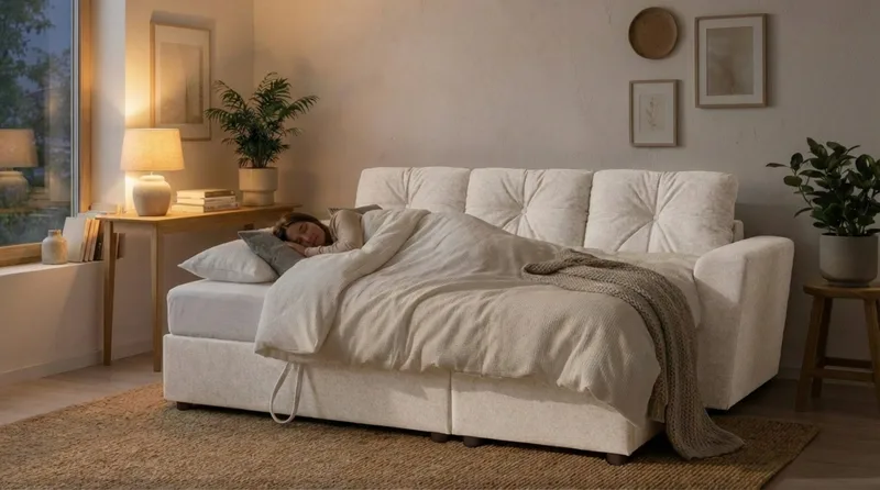 Leia 3-personers vendbar sovesofa med chaiselong og opbevaring - Beige - Møbler - Sofaer - Sovesofaer