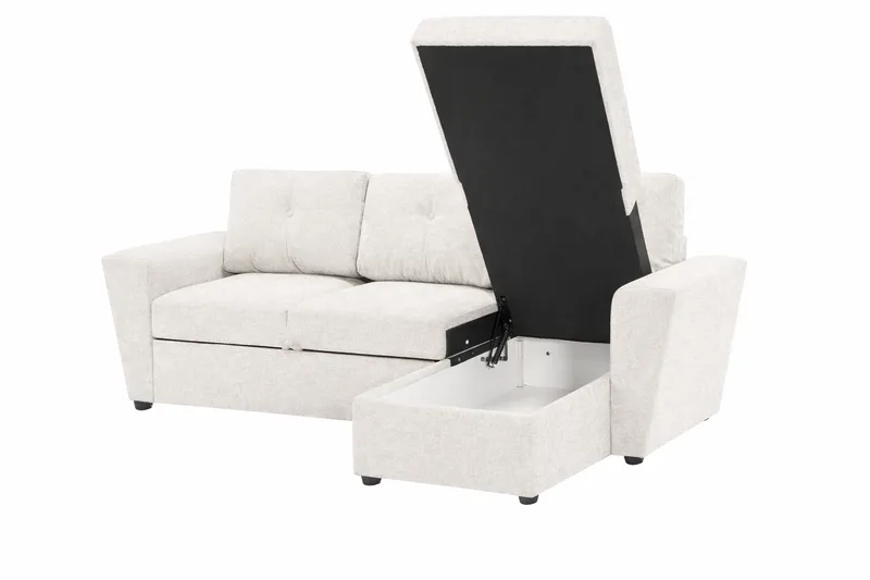 Leia 3-personers vendbar sovesofa med chaiselong og opbevaring - Beige - Møbler - Sofaer - Sovesofaer
