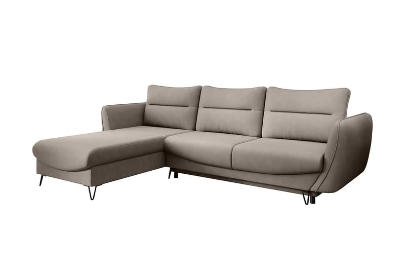 Lence Sovesofa m. Chaiselong Opbevaring - Beige - Møbler - Sofaer - Sovesofaer