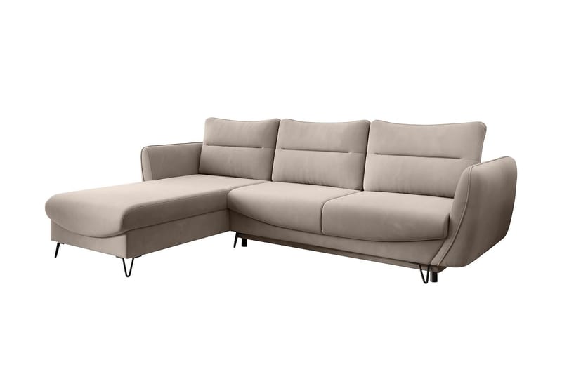Lence Sovesofa m. Chaiselong Opbevaring - Beige - Møbler - Sofaer - Sovesofaer