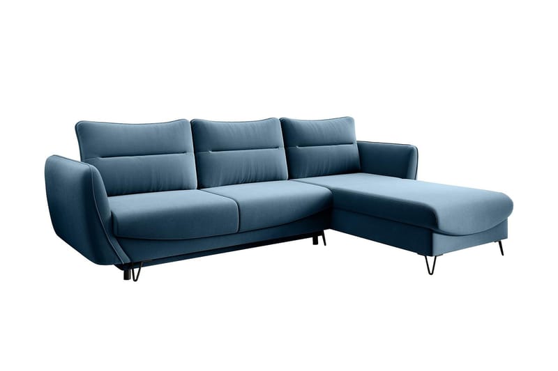 Lence Sovesofa m. Chaiselong Opbevaring - Blå - Møbler - Sofaer - Sovesofaer