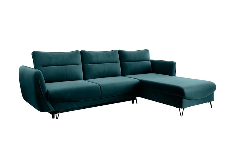 Lence Sovesofa m. Chaiselong Opbevaring - Blå/Grøn - Møbler - Sofaer - Sovesofaer