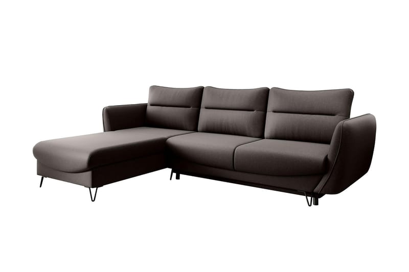 Lence Sovesofa m. Chaiselong Opbevaring - Brun - Sovesofaer - Sovesofa chaiselong - Lædersofaer - Velour sofaer