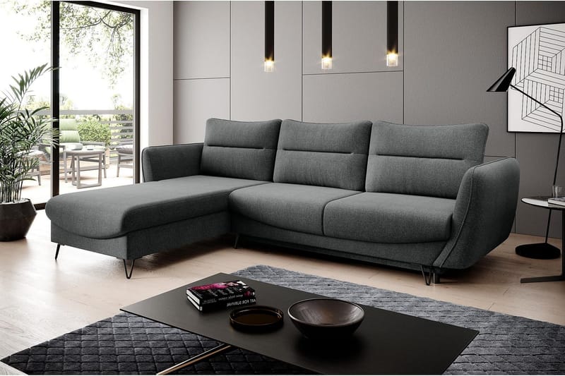 Lence Sovesofa m. Chaiselong Opbevaring - Grå - Møbler - Sofaer - Sovesofaer