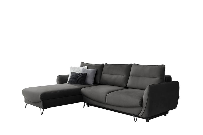 Lence Sovesofa m. Chaiselong Opbevaring - Grå - Møbler - Sofaer - Sovesofaer