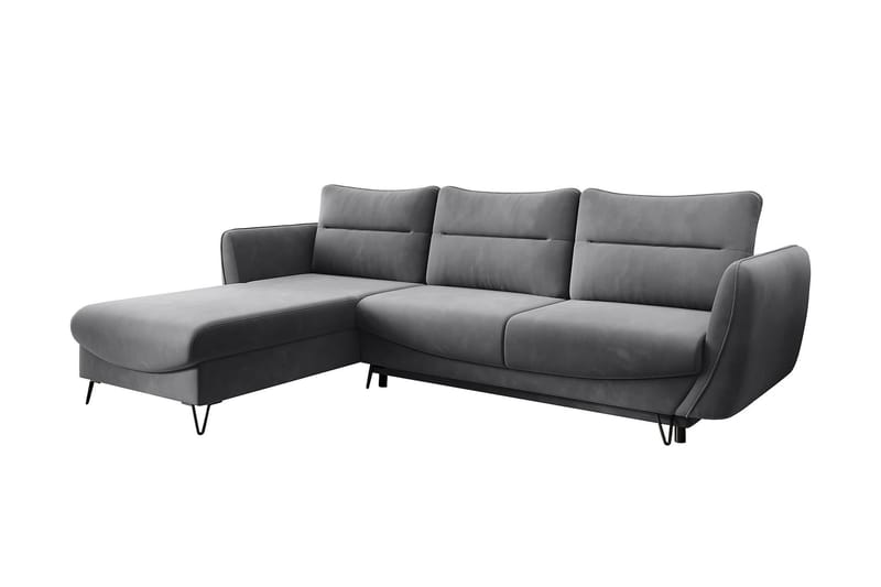 Lence Sovesofa m. Chaiselong Opbevaring - Grå - Møbler - Sofaer - Sovesofaer