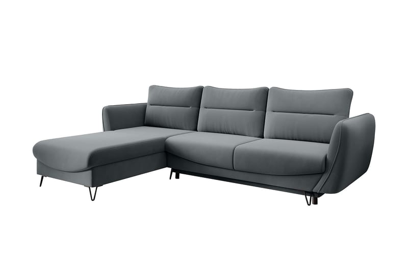 Lence Sovesofa m. Chaiselong Opbevaring - Grå - Møbler - Sofaer - Sovesofaer
