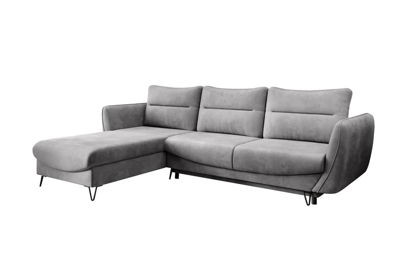 Lence Sovesofa m. Chaiselong Opbevaring - Grå - Møbler - Sofaer - Sovesofaer