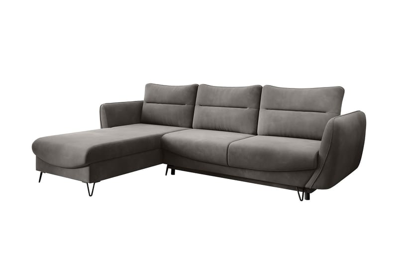 Lence Sovesofa m. Chaiselong Opbevaring - Grå - Møbler - Sofaer - Sovesofaer