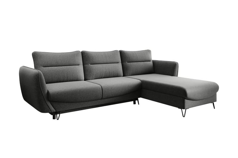 Lence Sovesofa m. Chaiselong Opbevaring - Grå - Møbler - Sofaer - Sovesofaer