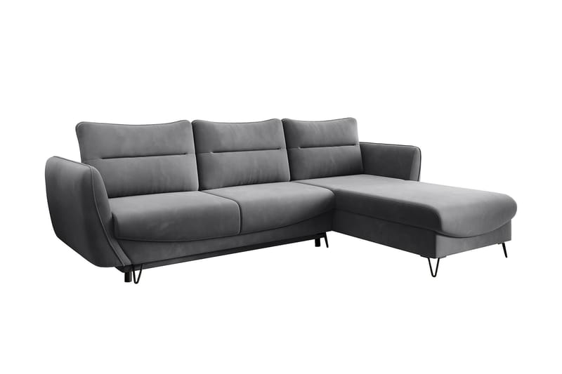 Lence Sovesofa m. Chaiselong Opbevaring - Grå - Møbler - Sofaer - Sovesofaer