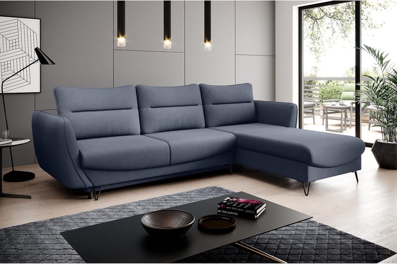 Lence Sovesofa m. Chaiselong Opbevaring - Grå - Møbler - Sofaer - Sovesofaer