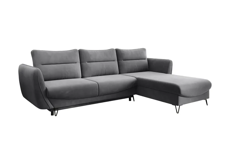 Lence Sovesofa m. Chaiselong Opbevaring - Grå - Møbler - Sofaer - Sovesofaer