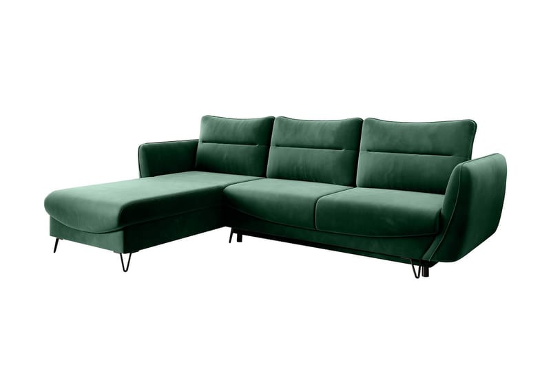Lence Sovesofa m. Chaiselong Opbevaring - Grøn - Møbler - Sofaer - Sovesofaer