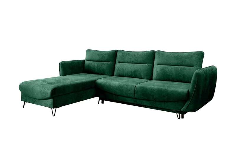 Lence Sovesofa m. Chaiselong Opbevaring - Grøn - Møbler - Sofaer - Sovesofaer