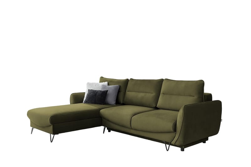 Lence Sovesofa m. Chaiselong Opbevaring - Grøn - Møbler - Sofaer - Sovesofaer