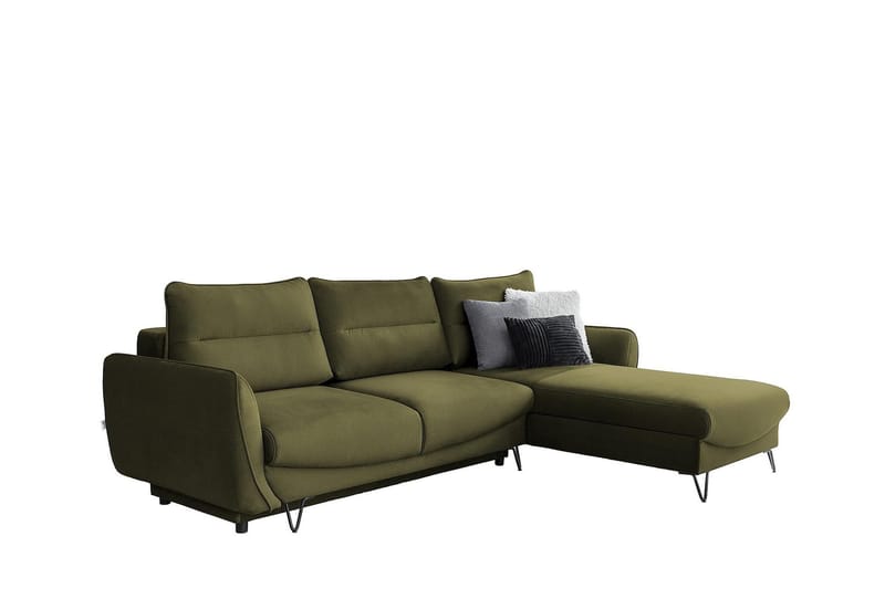 Lence Sovesofa m. Chaiselong Opbevaring - Grøn - Møbler - Sofaer - Sovesofaer
