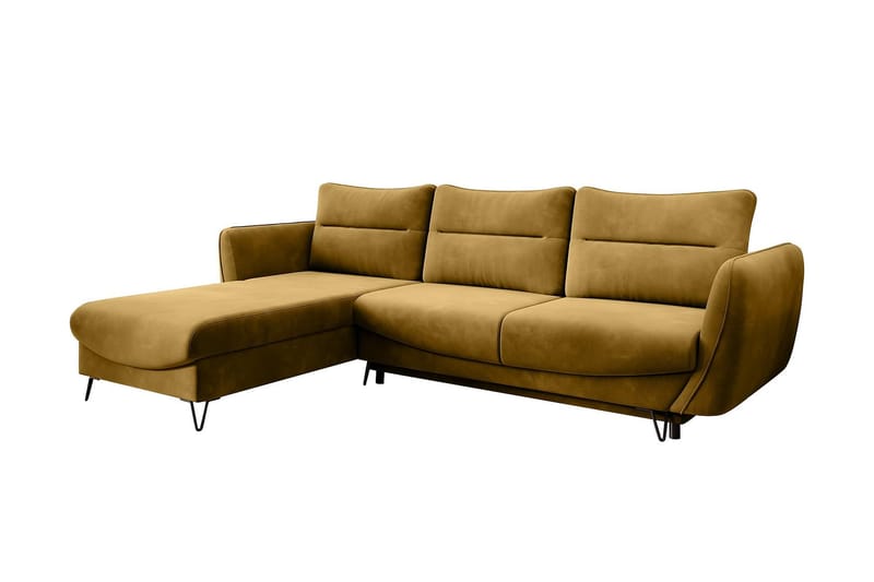 Lence Sovesofa m. Chaiselong Opbevaring - Gul - Møbler - Sofaer - Sovesofaer