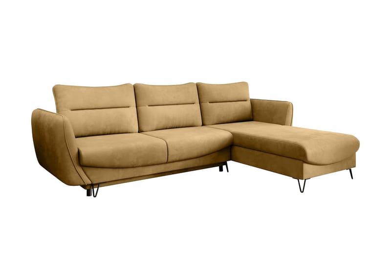 Lence Sovesofa m. Chaiselong Opbevaring - Gul - Møbler - Sofaer - Sovesofaer