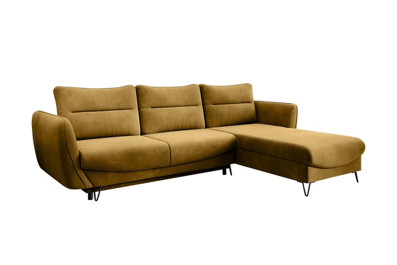 Lence Sovesofa m. Chaiselong Opbevaring - Gul - Møbler - Sofaer - Sovesofaer