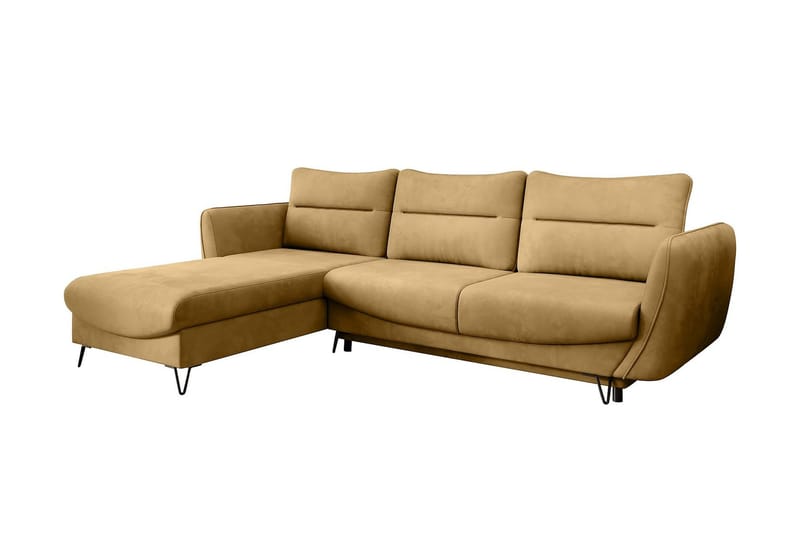 Lence Sovesofa m. Chaiselong Opbevaring - Gul - Møbler - Sofaer - Sovesofaer