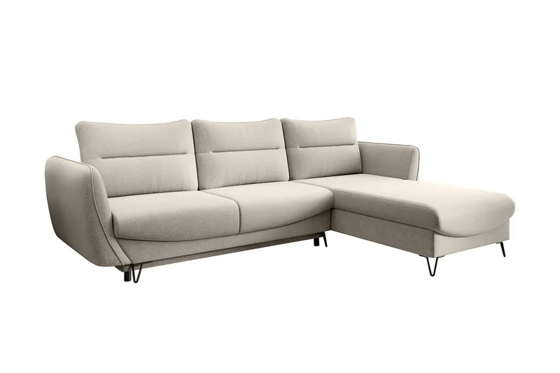 Lence Sovesofa m. Chaiselong Opbevaring - Hvid/Beige - Møbler - Sofaer - Sovesofaer