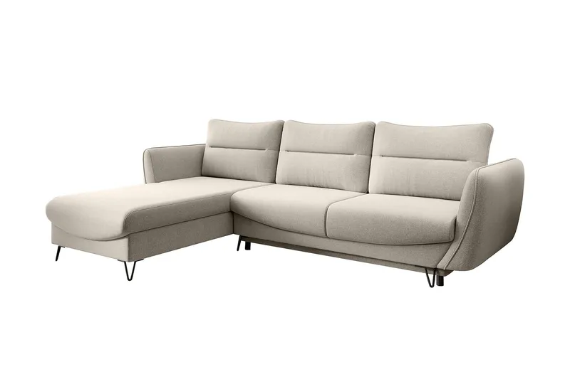 Lence Sovesofa m. Chaiselong Opbevaring - Hvid/Beige - Møbler - Sofaer - Sovesofaer