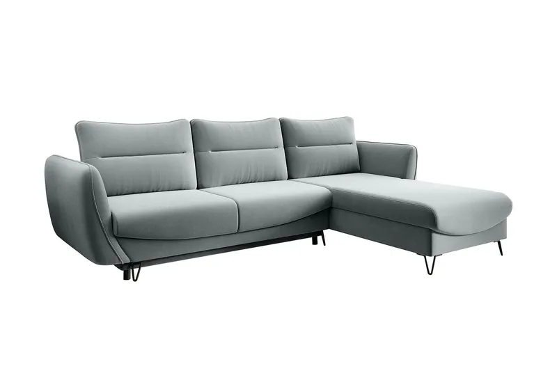 Lence Sovesofa m. Chaiselong Opbevaring, Hvid/Grå