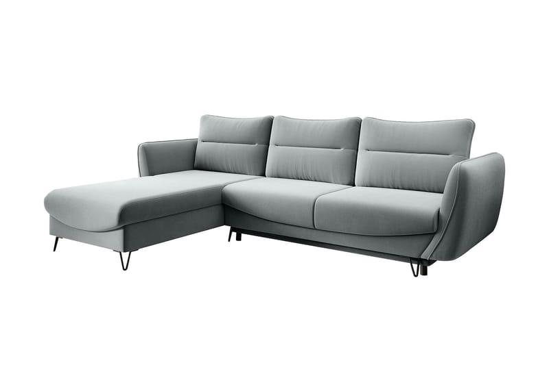 Lence Sovesofa m. Chaiselong Opbevaring - Hvid/Lysegrå - Møbler - Sofaer - Sovesofaer