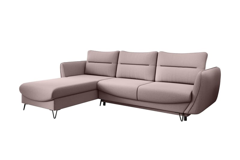 Lence Sovesofa m. Chaiselong Opbevaring - Lys lyserød - Møbler - Sofaer - Sovesofaer