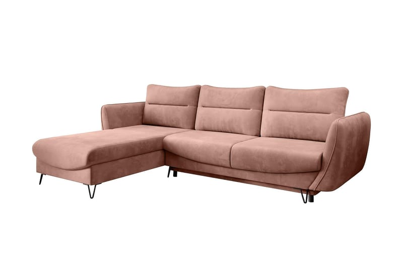 Lence Sovesofa m. Chaiselong Opbevaring - Lys lyserød - Møbler - Sofaer - Sovesofaer