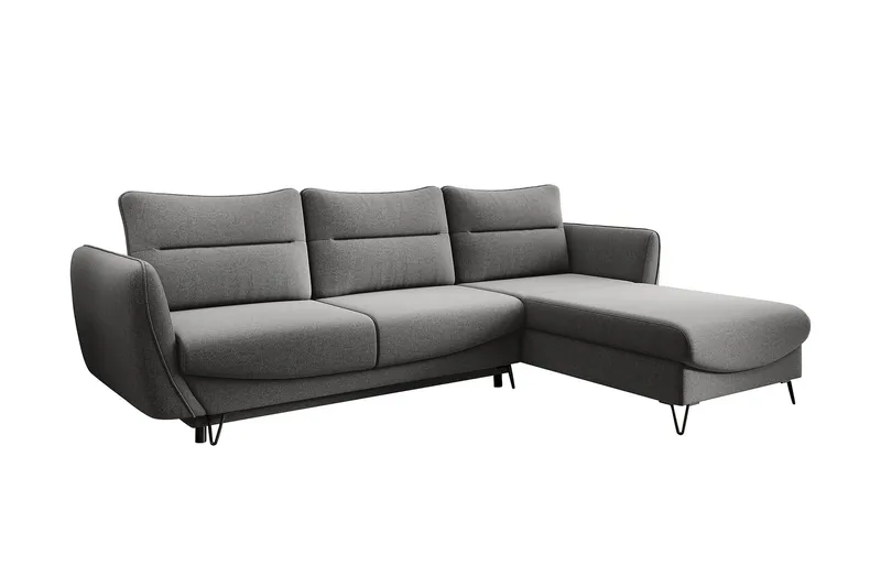 Lence Sovesofa m. Chaiselong Opbevaring - Lysegrå - Møbler - Sofaer - Sovesofaer