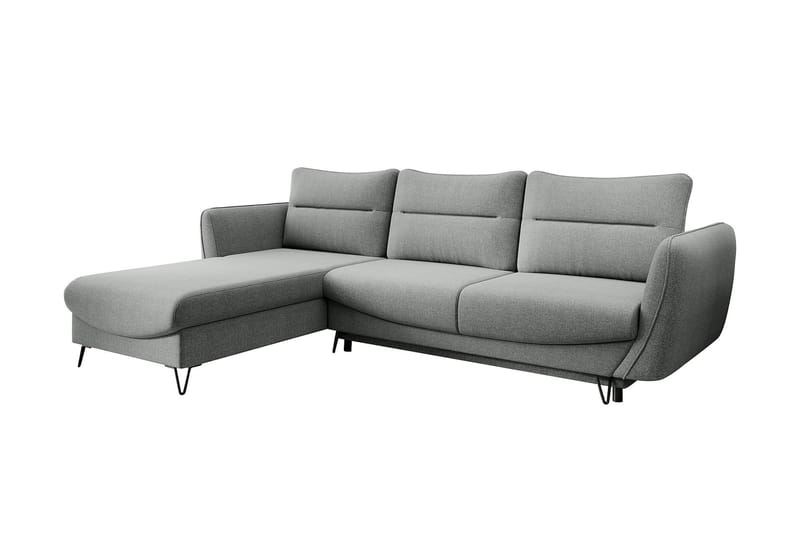 Lence Sovesofa m. Chaiselong Opbevaring - Lysegrå - Møbler - Sofaer - Sovesofaer